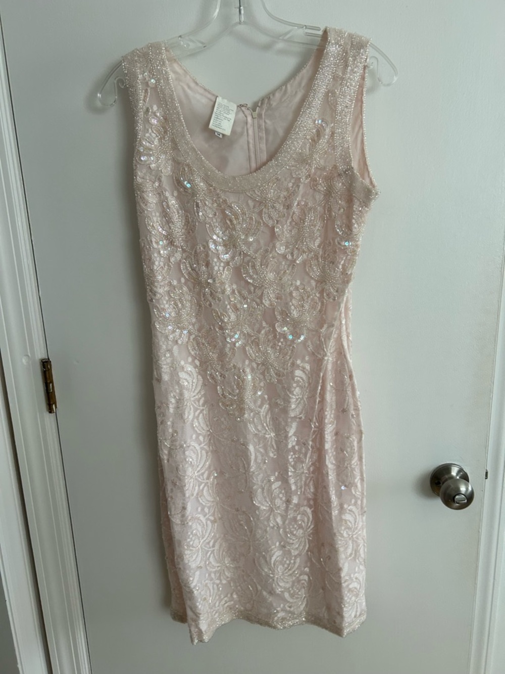 Elegant Sleeveless Beaded Pink Dress